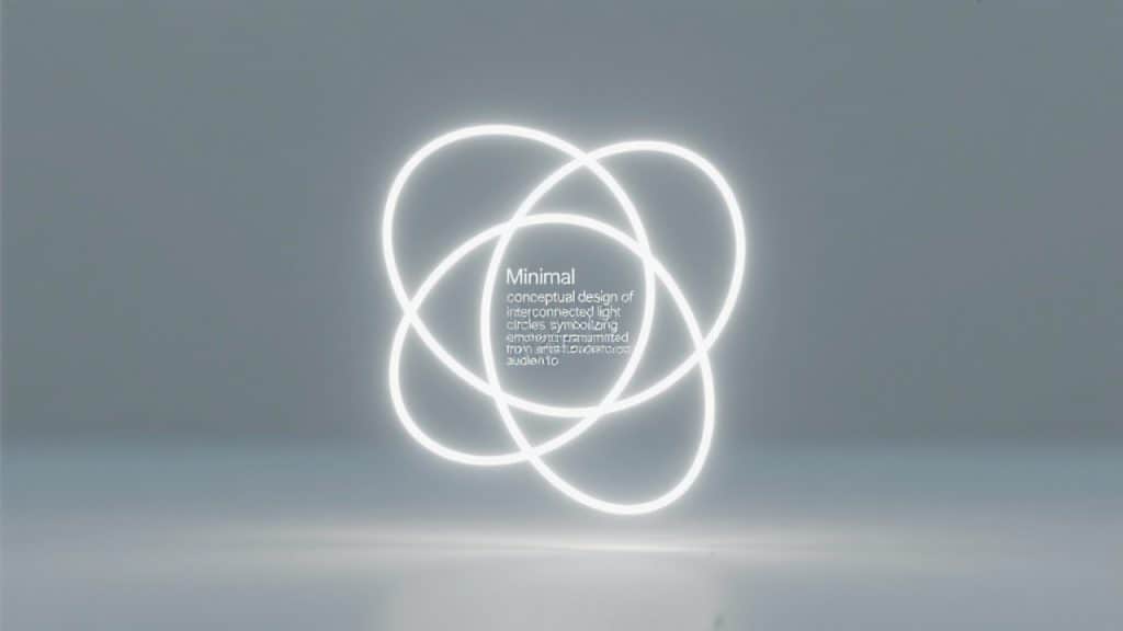 빛의 원형 구조로 표현된 미니멀 감정 연결 디자인