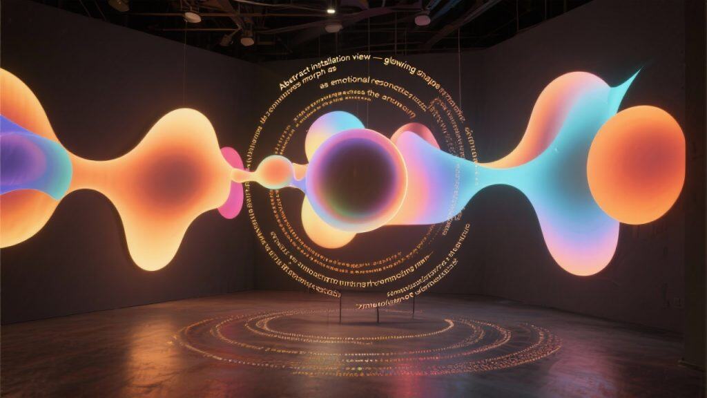 원형 빛의 흐름으로 구성된 감성 데이터 시각화 전시 공간
