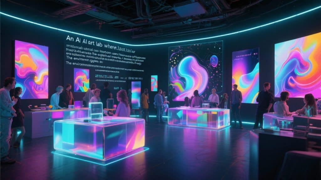 AI 예술 실험실에서 진행되는 디지털 아트 전시 공간