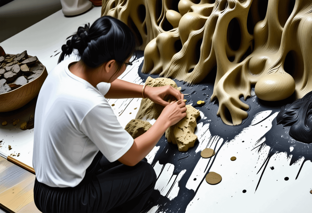 자연 소재로 예술 작품을 만드는 창작자