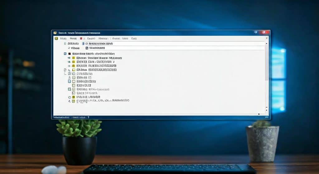 컴퓨터 모니터에 표시된 아웃룩 스타일 이메일 관리 프로그램 인터페이스.