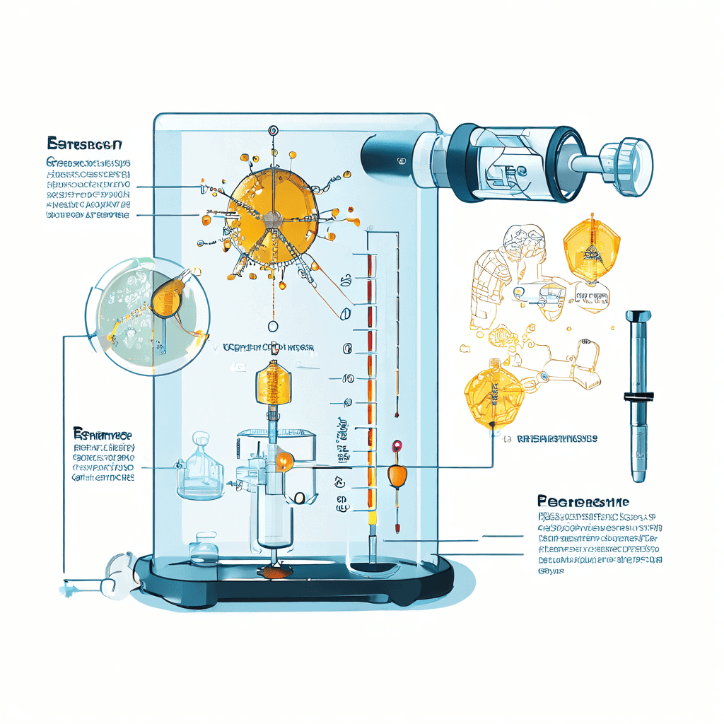 호기 내 알코올 농도를 측정하는 알코올 측정기의 과학적 도식으로, 사람이 호흡을 불어넣으면 내부 센서가 에탄올 분자를 검출하고 분석하는 과정을 확대하여 보여줍니다.