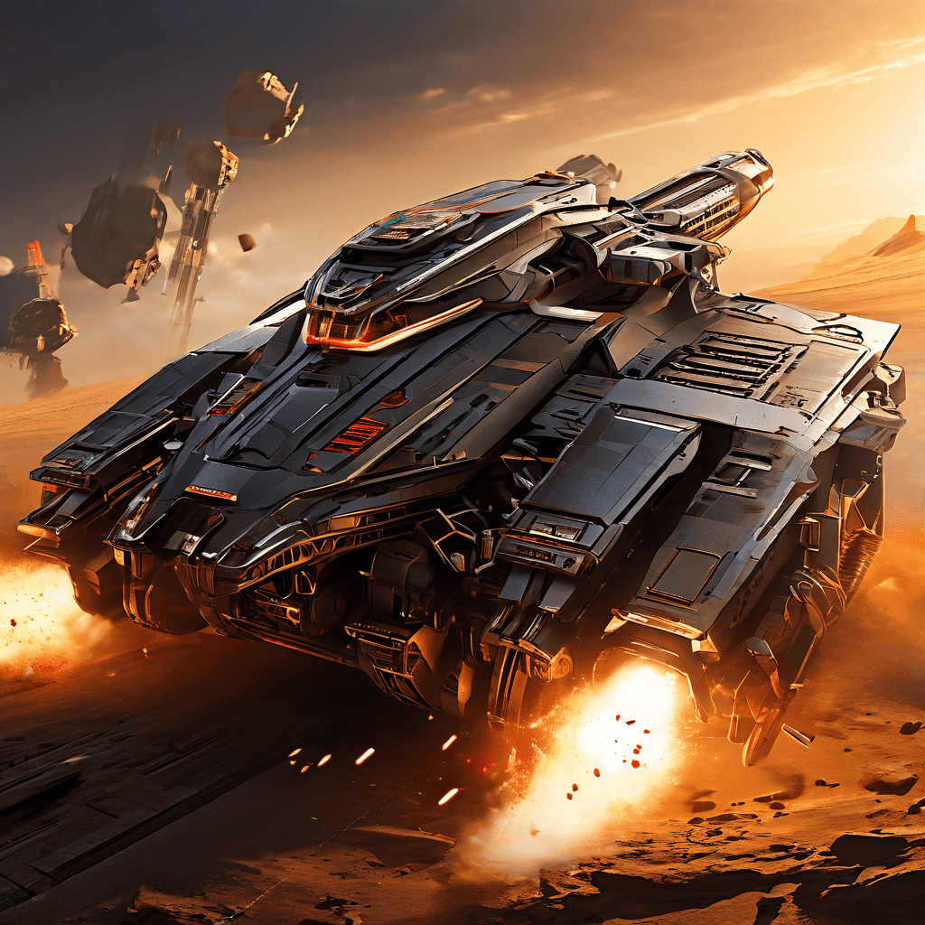 짧은 발사 통로 안에서 거대한 기계식 투석기가 미래형 탈것을 쏘아내며 강제 가속의 충격파가 퍼지는 모습이다.