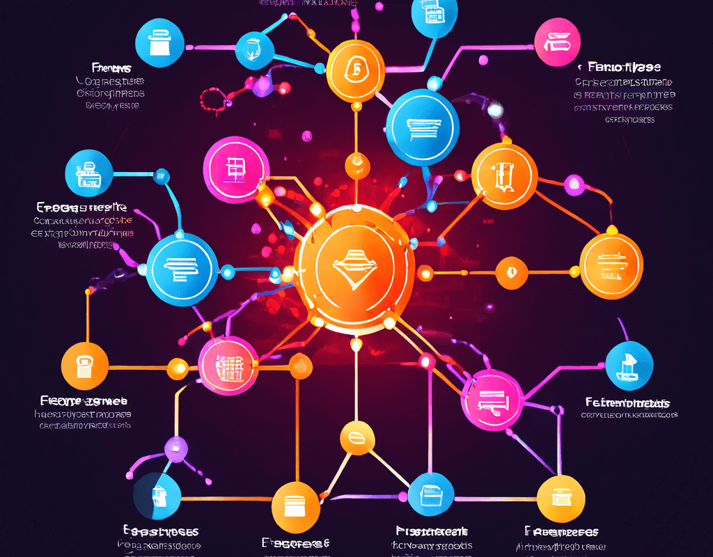 프랜차이즈 로열티의 경제적 흐름이 블록체인 네트워크의 노드와 스마트 계약으로 디지털 전환되는 과정을 설명하는 인포그래픽 이미지입니다.