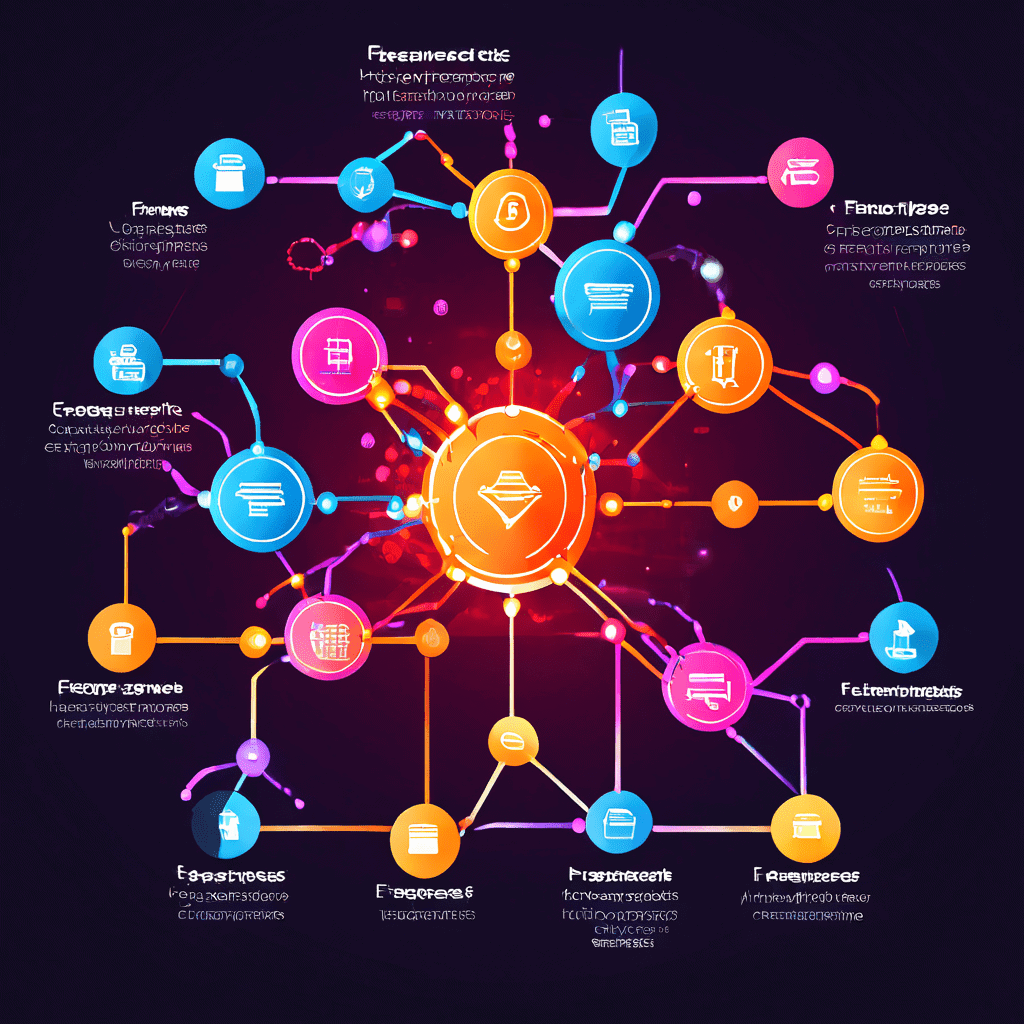 프랜차이즈 로열티의 경제적 흐름이 블록체인 네트워크의 노드와 스마트 계약으로 디지털 전환되는 과정을 설명하는 인포그래픽 이미지입니다.