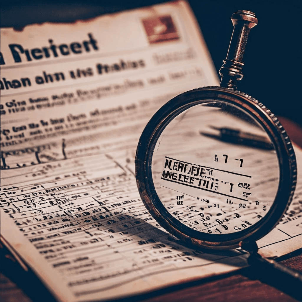 뉴스 보도 시간과 실제 사건 발생 시간의 불일치를 타임라인으로 보여주며, 확대경으로 그 간극을 조사하고 데이터 무결성 확인 도장이 찍혀 있는 이미지입니다.