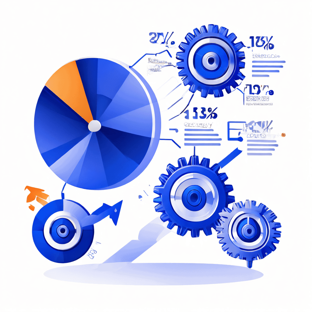 세 가지 수익 모델을 나타내는 기어와 변화를 의미하는 화살표, 함께 배치된 상승 및 하락 추세의 그래프를 통해 비즈니스 수익 구조 전환을 개념적으로 설명하는 인포그래픽입니다.