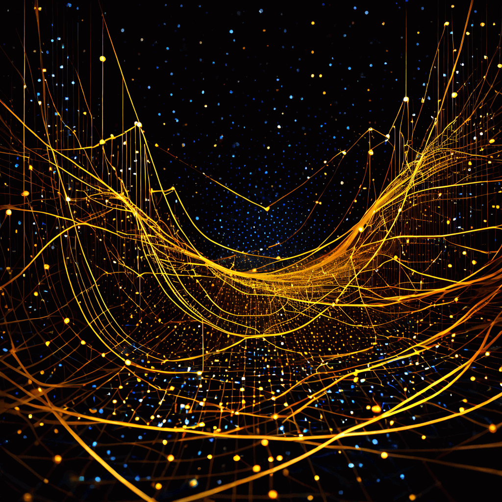 혼란스럽게 얽힌 불일치 데이터 스트림들 사이에서 단 하나의 황금빛 통찰의 실마리가 떠오르며 숨겨진 경쟁 우위를 상징적으로 표현한 이미지입니다.