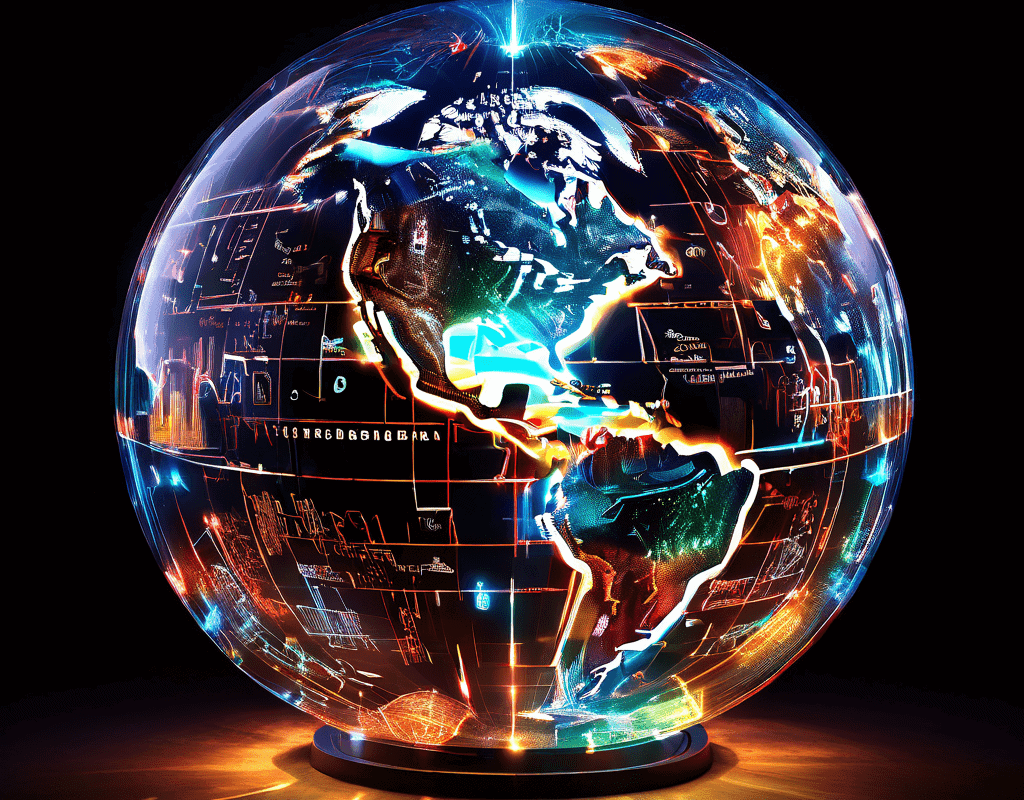 퍼즐 조각으로 연결된 대륙 위로 데이터 스트림이 흐르며 번역된 텍스트가 지역 문화적 상징물로 변환되는 과정을 시각화한 글로벌 커뮤니케이션 개념 이미지입니다.