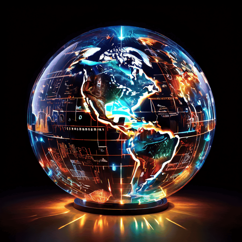 퍼즐 조각으로 연결된 대륙 위로 데이터 스트림이 흐르며 번역된 텍스트가 지역 문화적 상징물로 변환되는 과정을 시각화한 글로벌 커뮤니케이션 개념 이미지입니다.